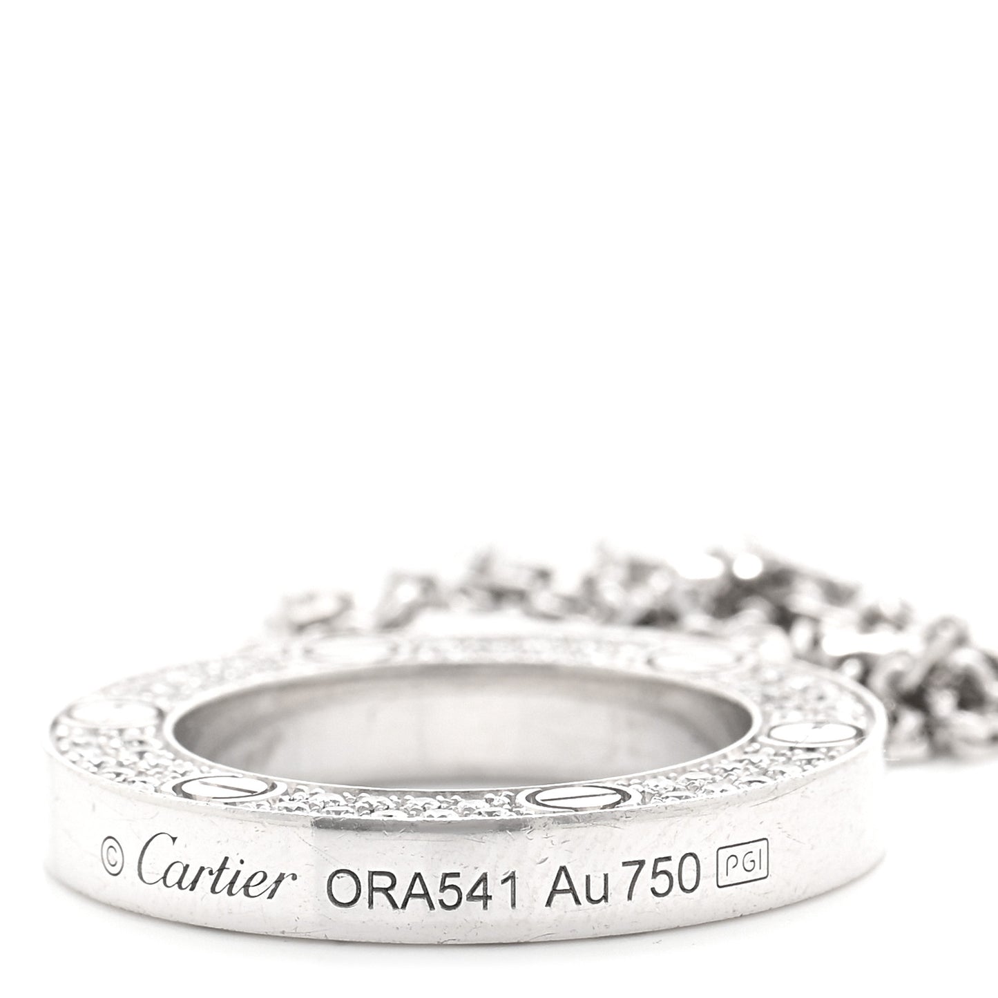 18K White Gold Diamond LOVE Paved Necklace