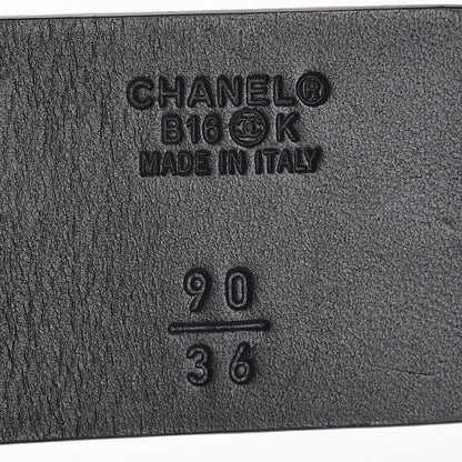 Chanel Calfskin Cross Stitch Grommet Belt 90 36 Black 6 of 8
