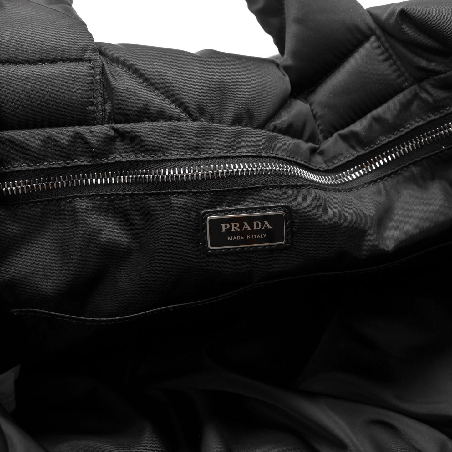 Re-Nylon Triangle Padded Logo Tote Black