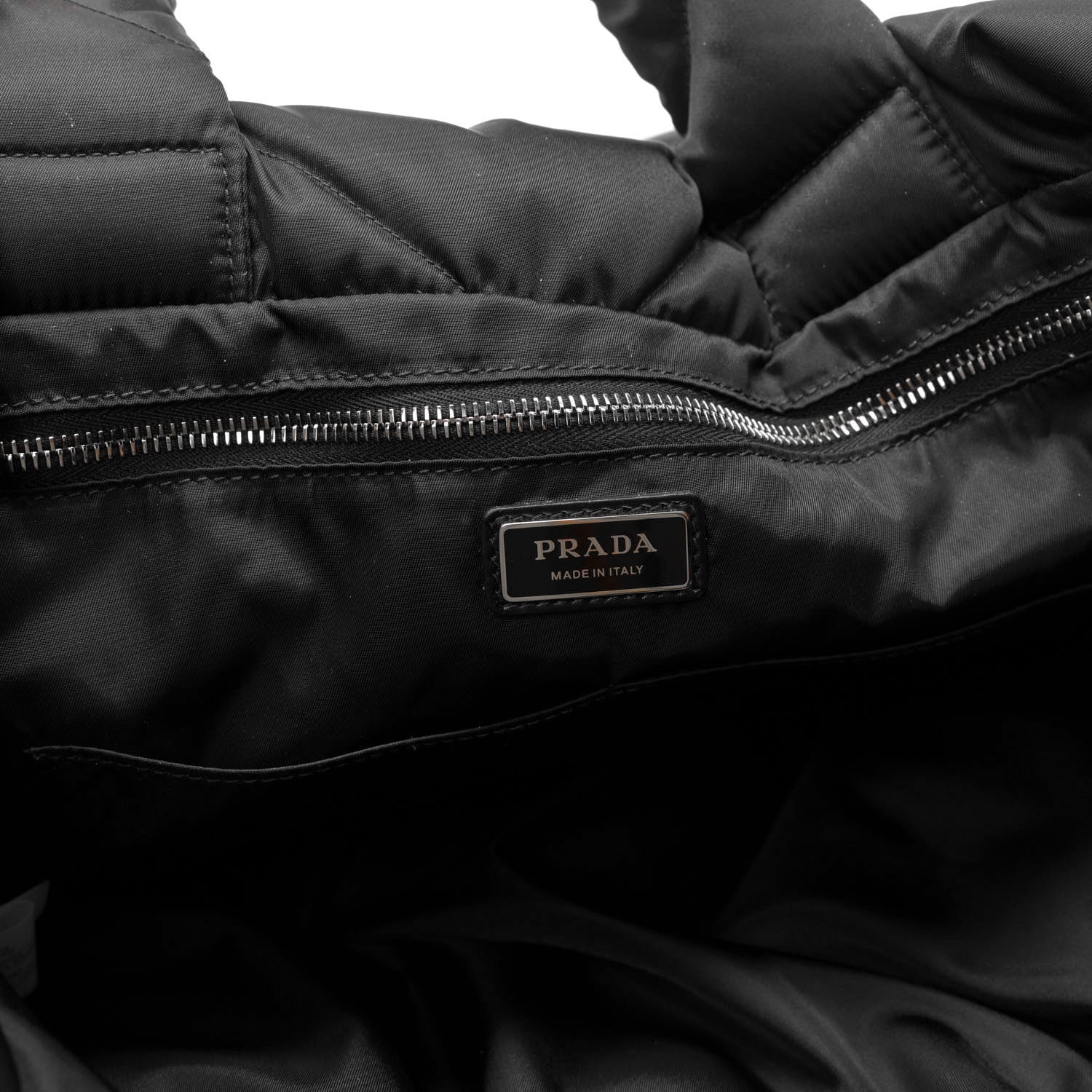 Prada Re-Nylon Triangle Padded Logo Tote Black 6 of 13