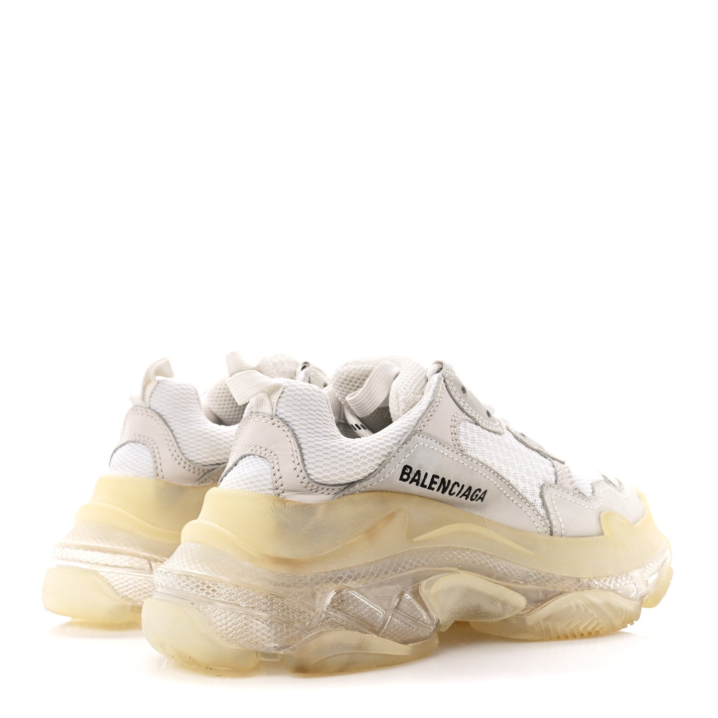 Fabric Mesh Clear Sole Womens Triple S Sneakers 36 White