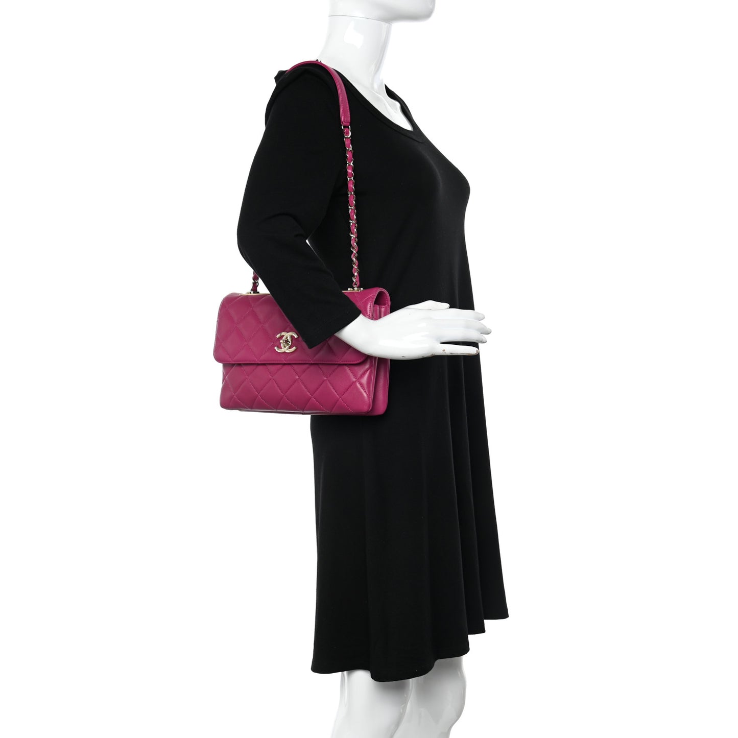 Lambskin Quilted Medium Trendy CC Flap Dark Pink