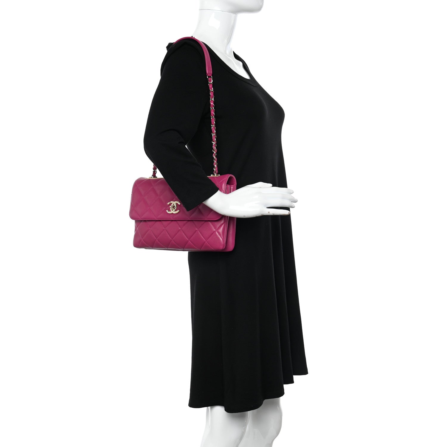 Chanel Lambskin Quilted Medium Trendy CC Flap Dark Pink 2 of 10