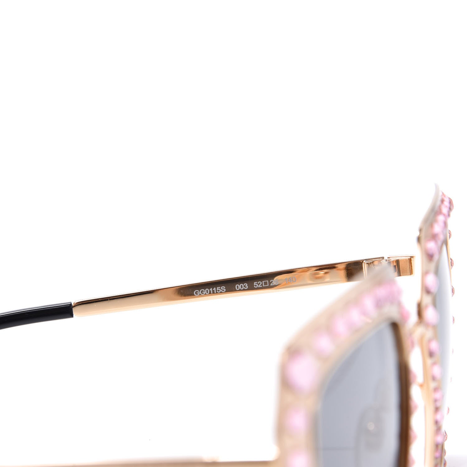Gucci Metal Acetate Crystal Oversize GG0115S Sunglasses Rose Gold 7 of 8