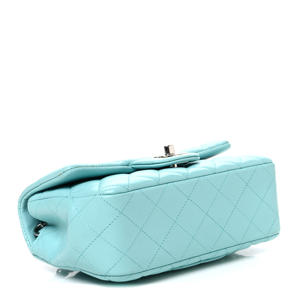 Lambskin Quilted Mini Rectangular Flap Light Blue