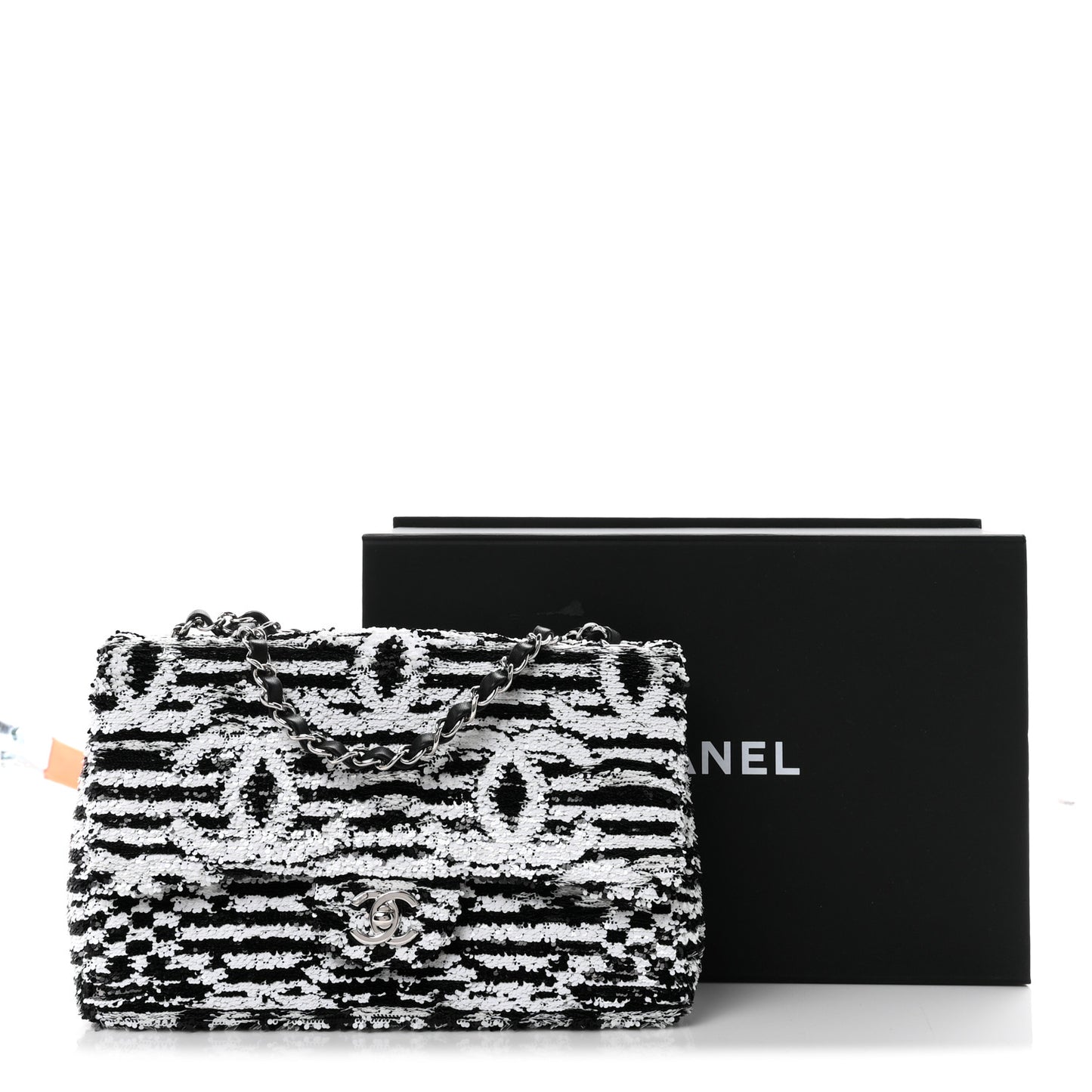 Sequin CC Medium Flap Black White