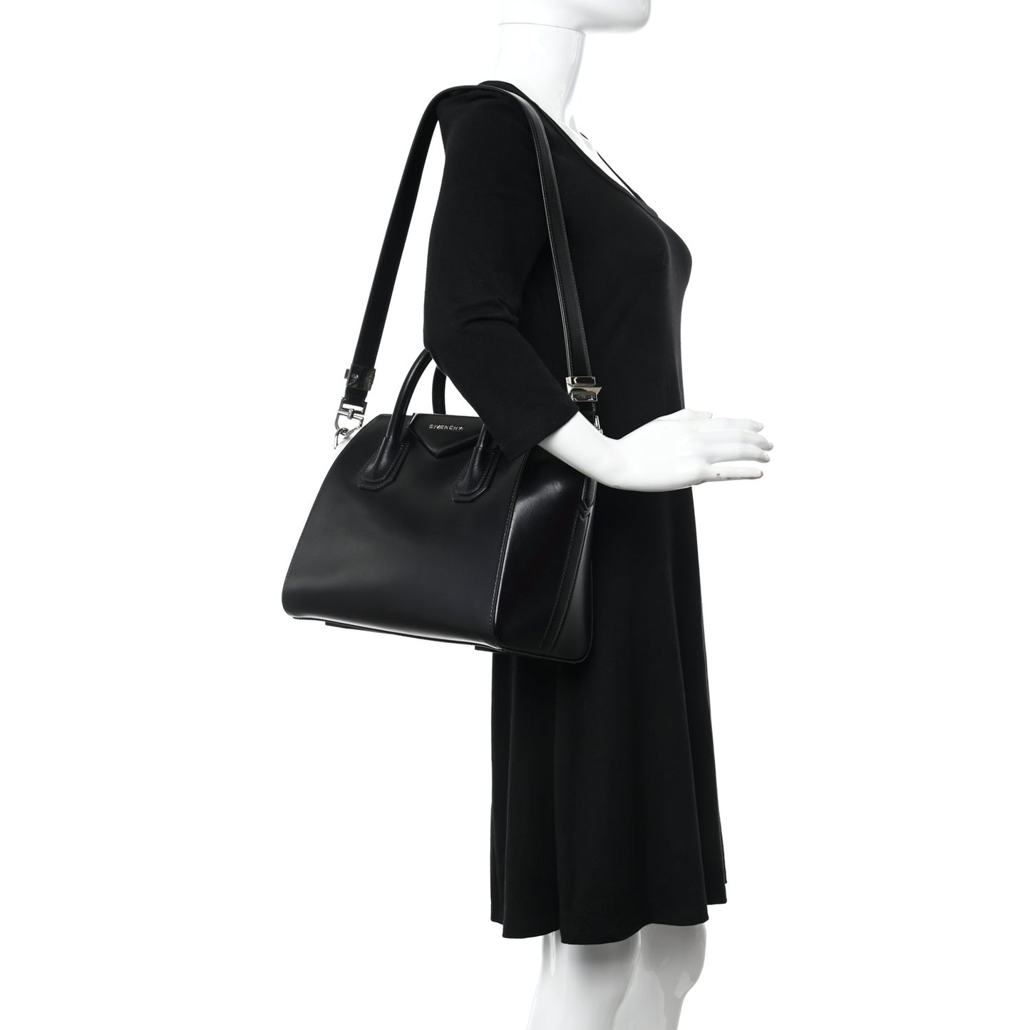 Shiny Lord Calfskin Small Antigona Black
