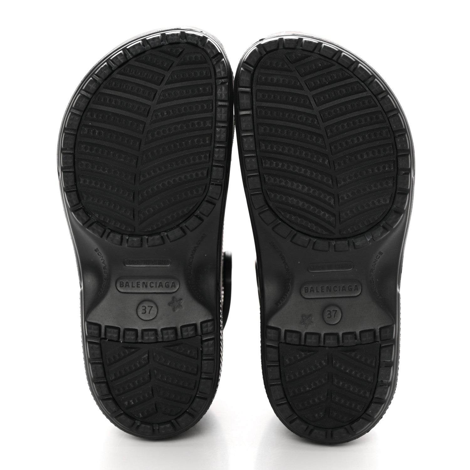 Balenciaga X CROCS Rubber Textured Spiked Womens Platform Sandals 37 Black 6 of 12