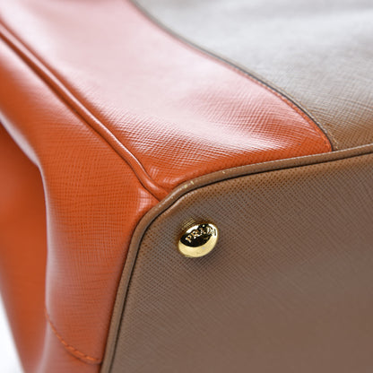 Prada Saffiano Lux Colorblock Medium Galleria Double Zip Tote Caramel Papaya 9 of 13