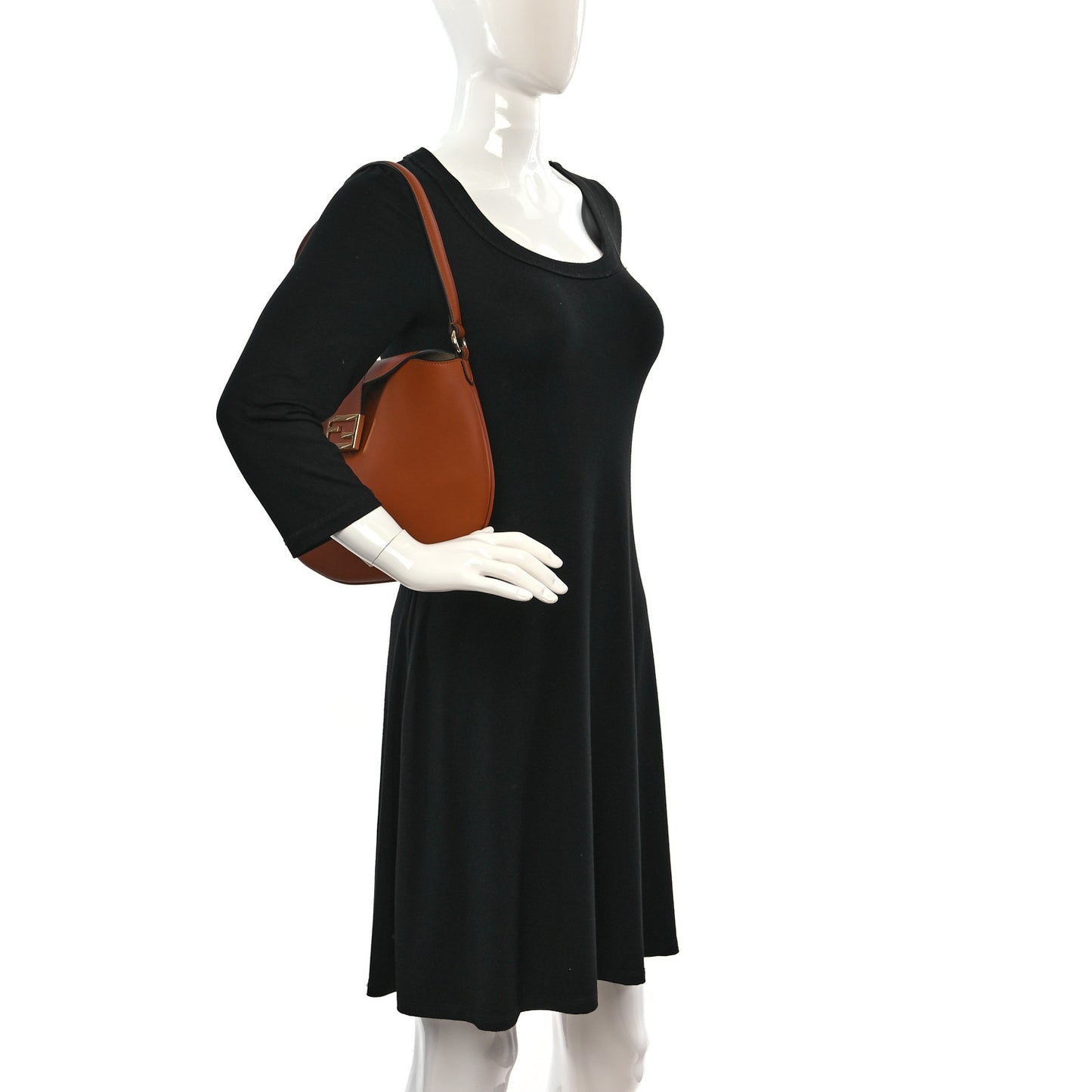 Vitello Grace Suede Small Croissant Hobo Brandy