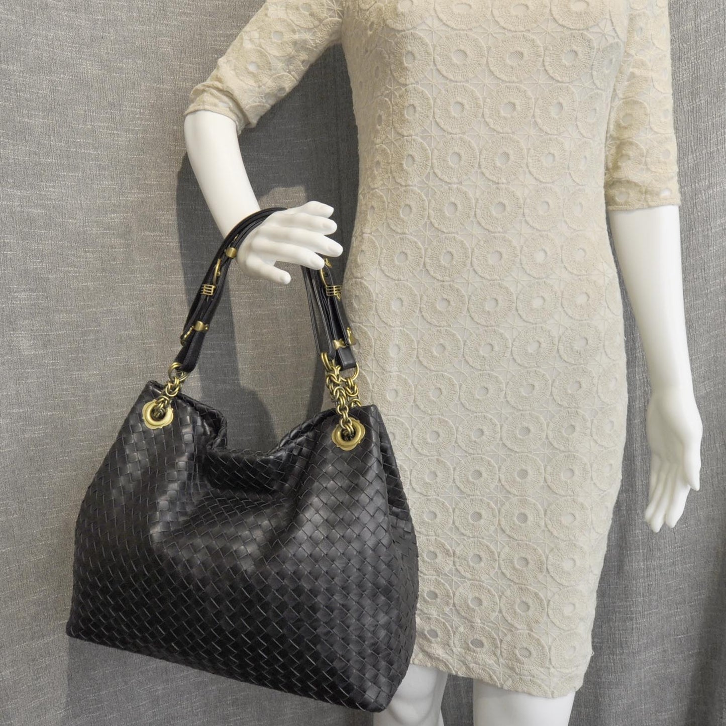 Nappa Intrecciato Shoulder Bag Nero Black