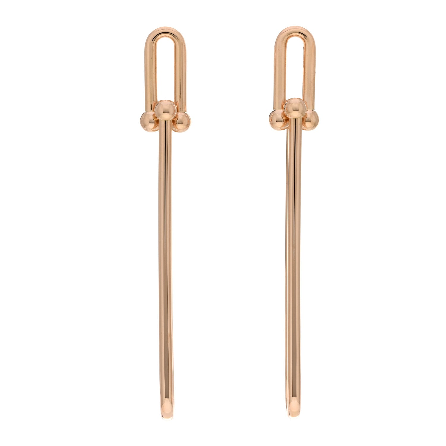 Tiffany 18K Rose Gold HardWear Double Long Link Earrings 1 of 5