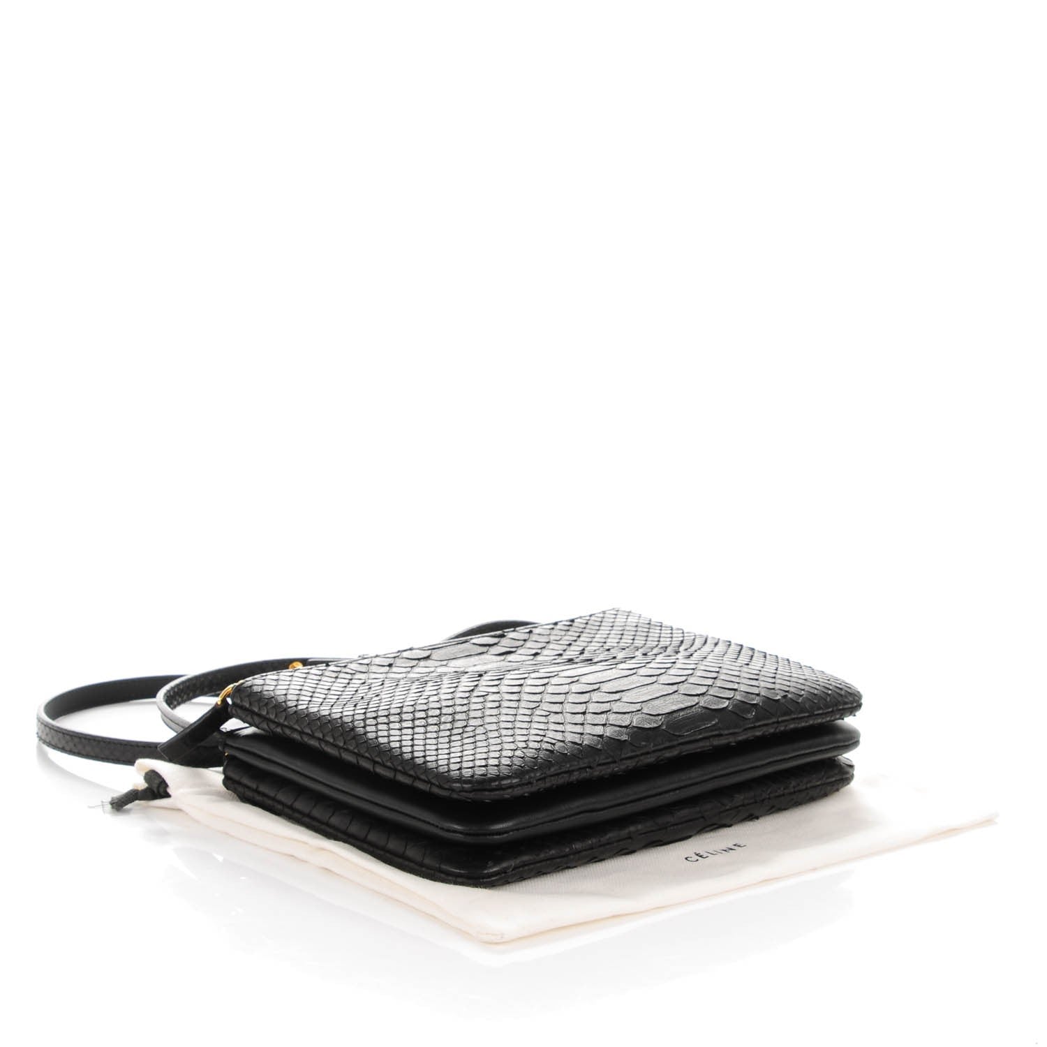 Celine Python Small Trio Crossbody Bag Black 4 of 7