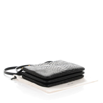 Celine Python Small Trio Crossbody Bag Black 4 of 7