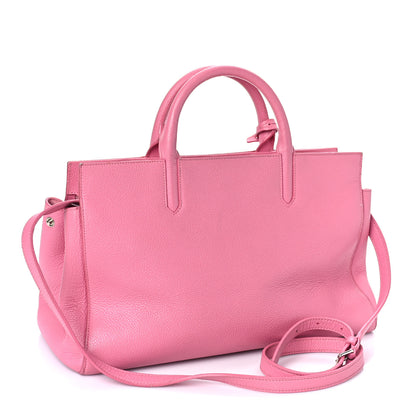 Saint Laurent Grained Calfskin Small Cabas Rive Gauche Rose Clair 3 of 20