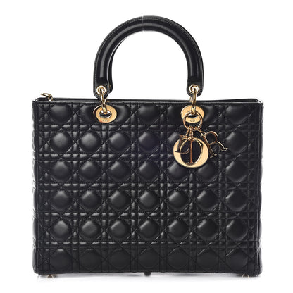 Christian Dior Lambskin Cannage Large Lady Dior Black 1 of 8