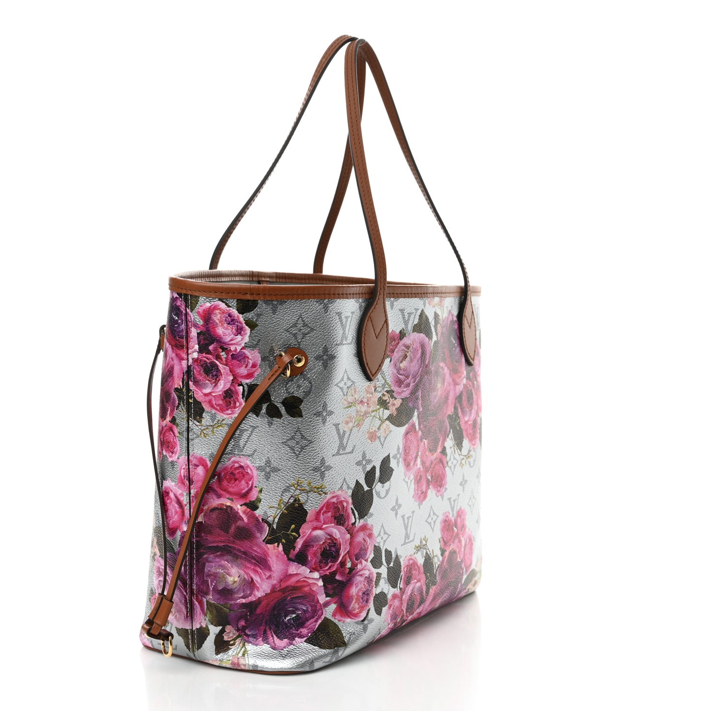 Metallic Monogram LV Garden Neverfull MM Silver