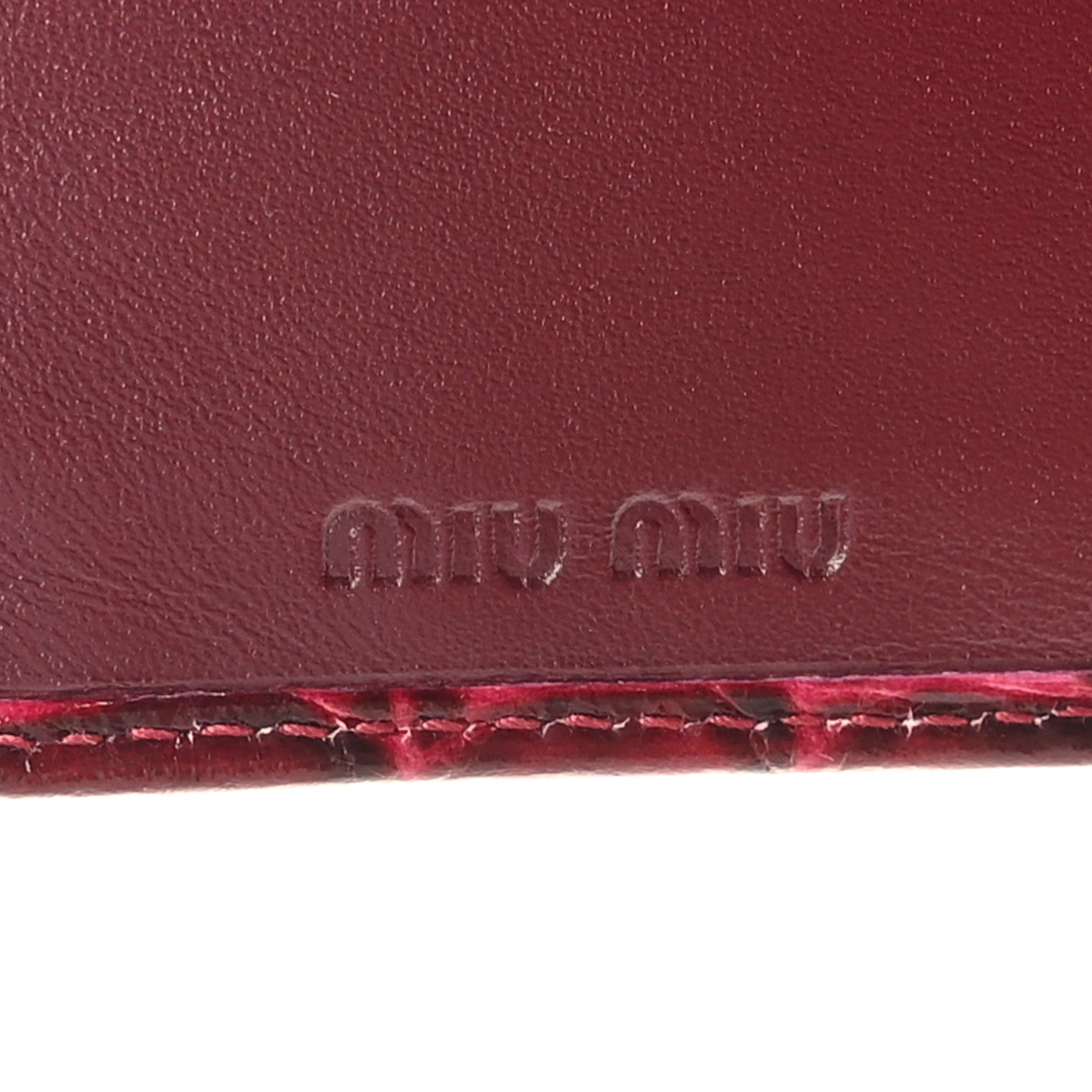 Miu Miu Vernice Alligator Embossed Wallet Dark Red 7 of 8