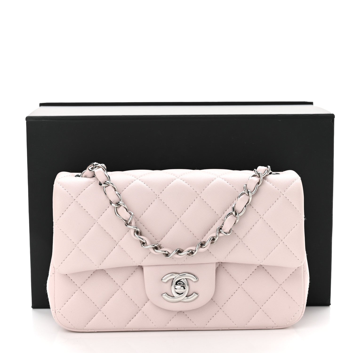 Chanel Lambskin Quilted Mini Rectangular Flap Light Purple 10 of 10