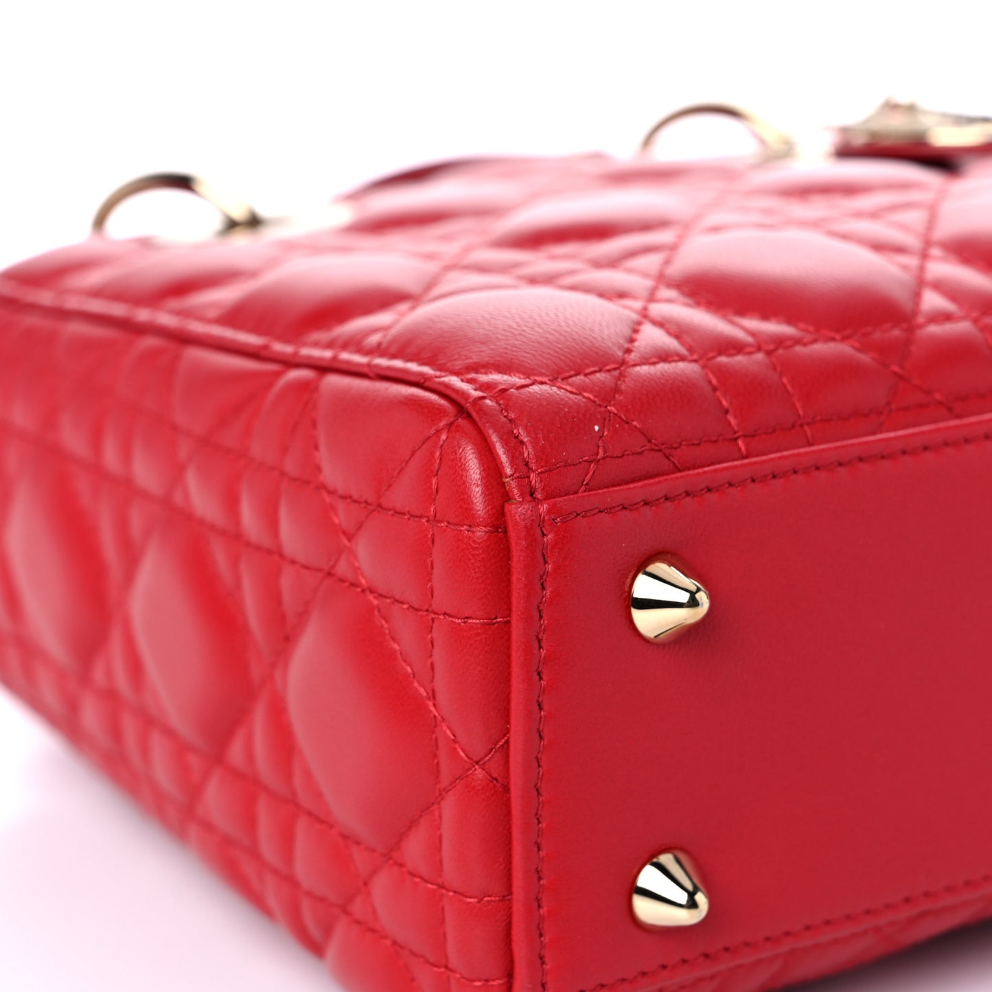 Lambskin Cannage Small Lucky Badges My Lady Dior Red