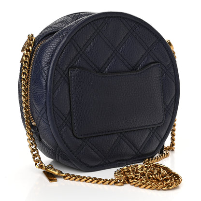 Marc Jacobs Grained Calfskin Quilted The Status Round Crossbody Navy 3 of 10