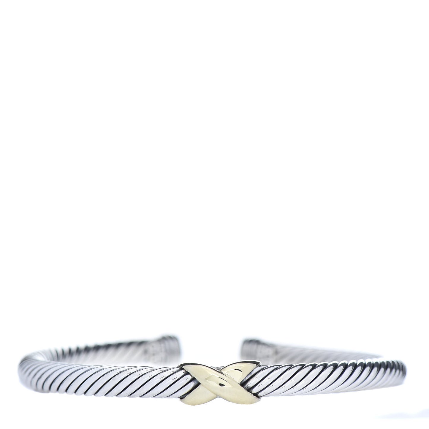 Sterling Silver 14K Yellow Gold 5mm X Station Cable Bracelet