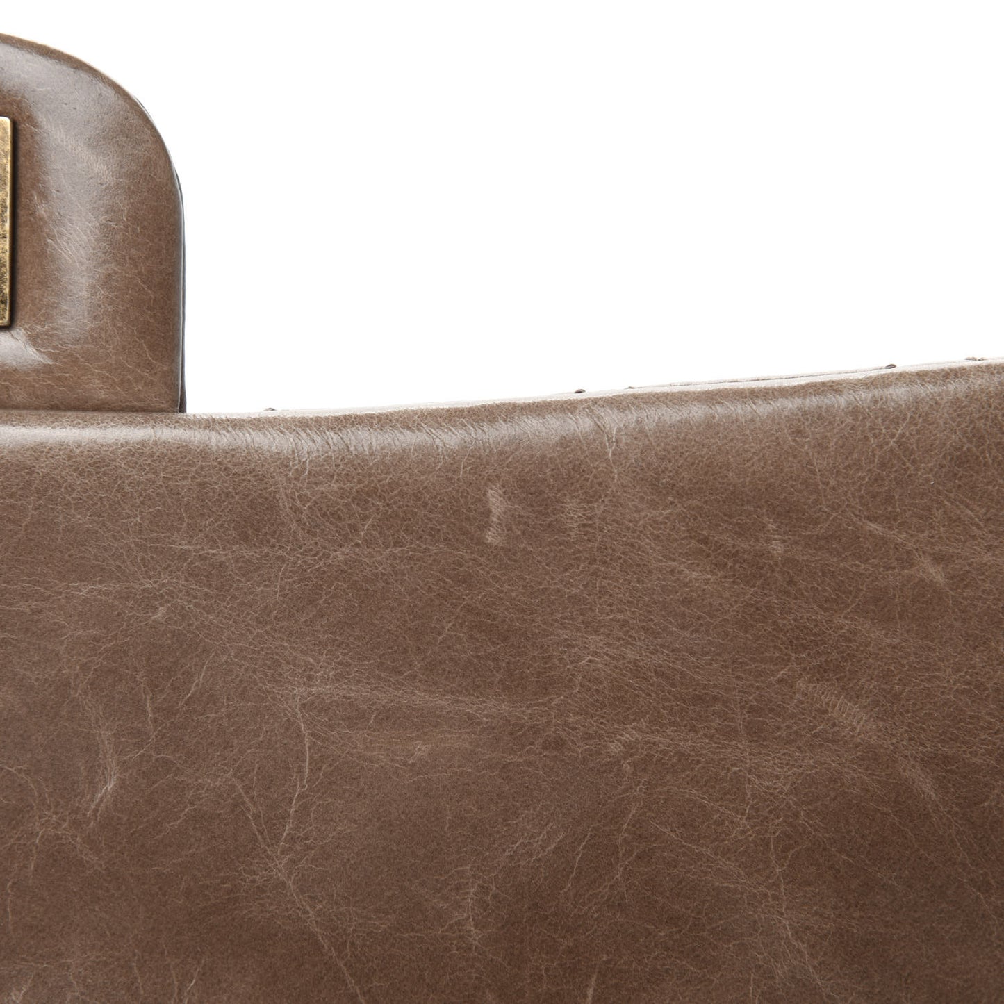 Glazed Calfskin Castle Rock Medium Flap Dark Beige
