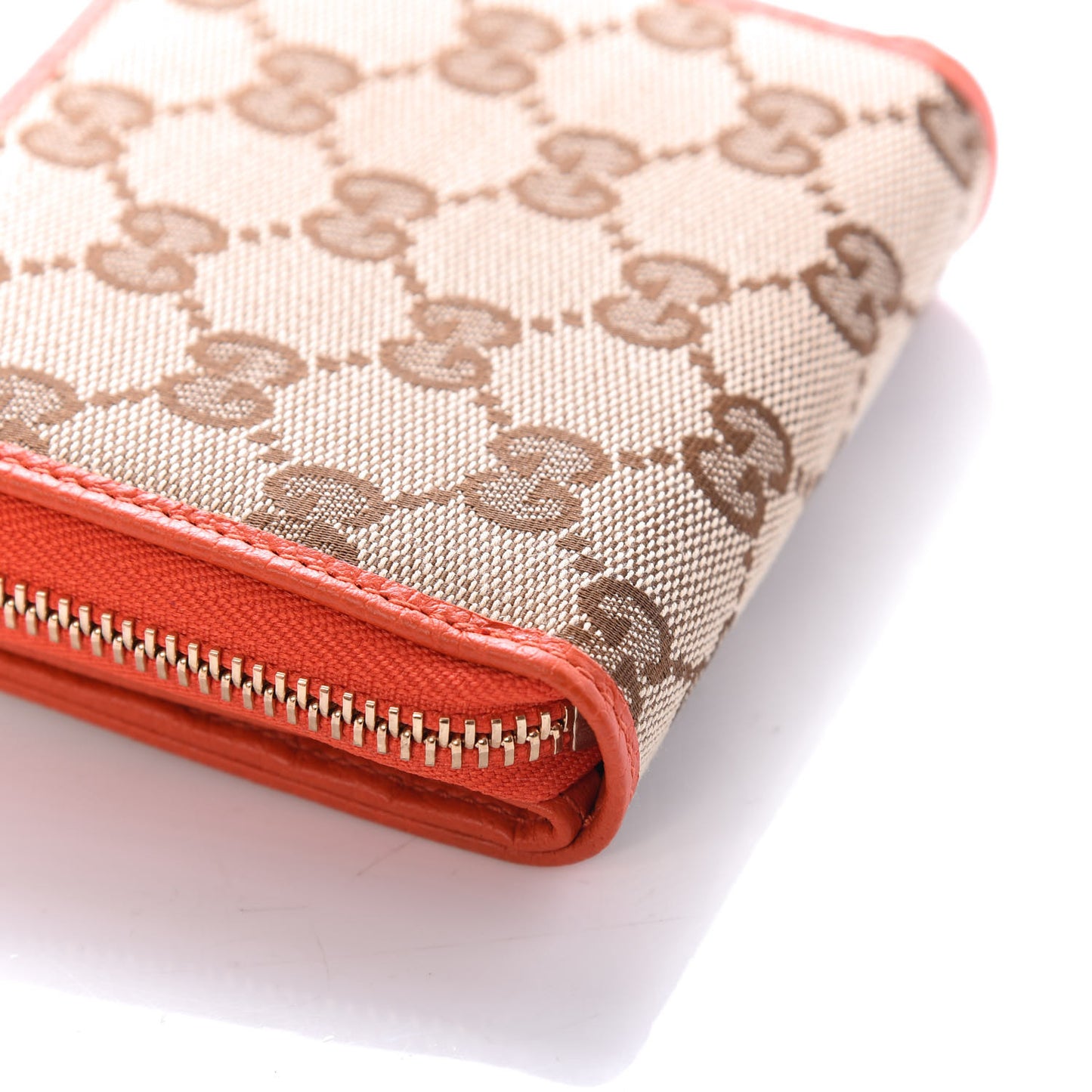 Monogram Dollar Calfskin Zip Around French Flap Wallet Beige Ebony Sun Orange