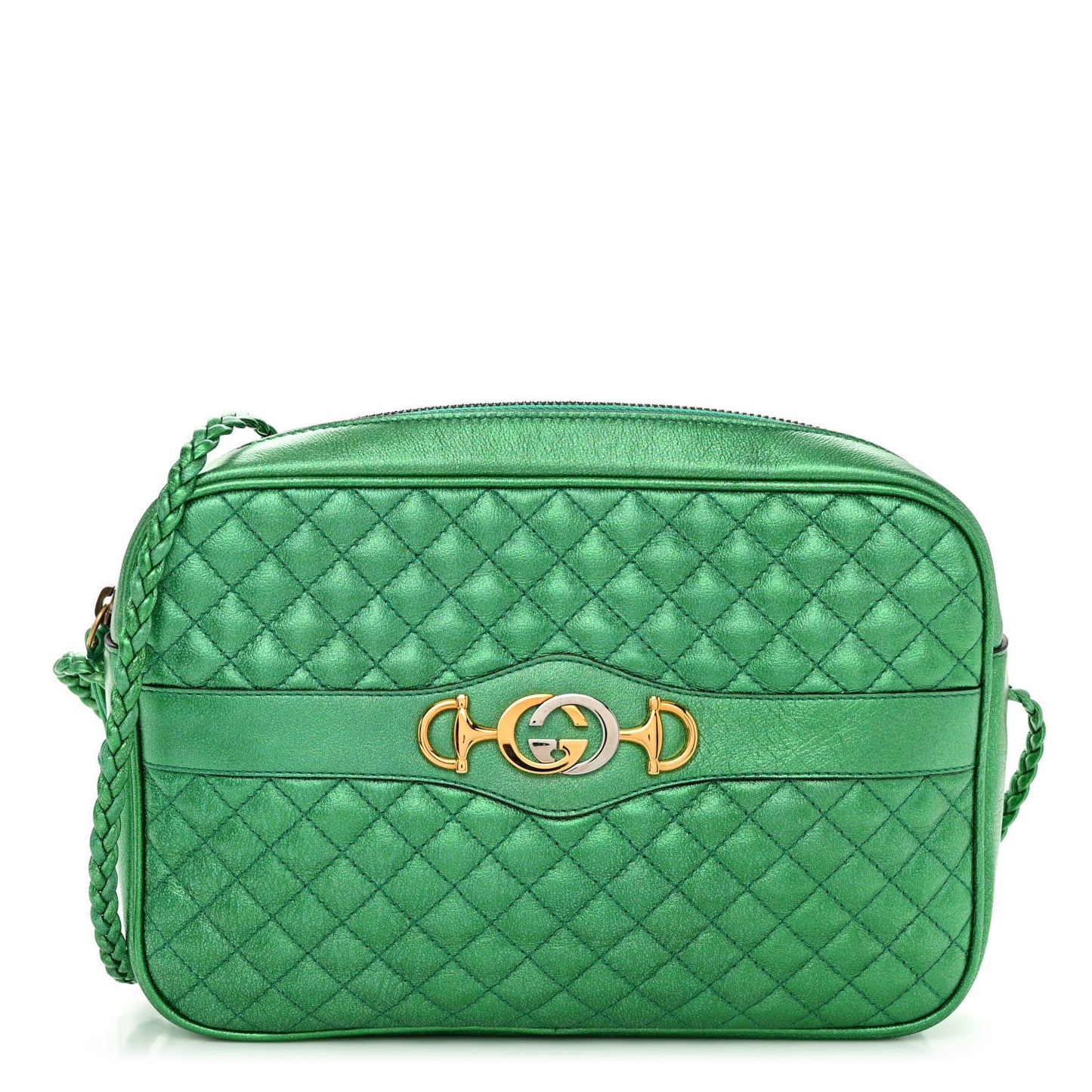 Laminated Nappa Trapuntata Small Zumi Shoulder Bag Jasmine Green