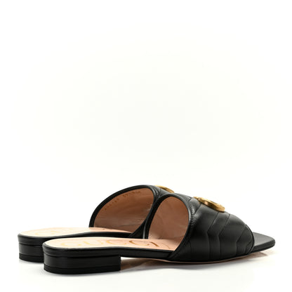 Gucci Nappa Matelasse GG Marmont Flat Slide Sandals 39.5 Black 4 of 13