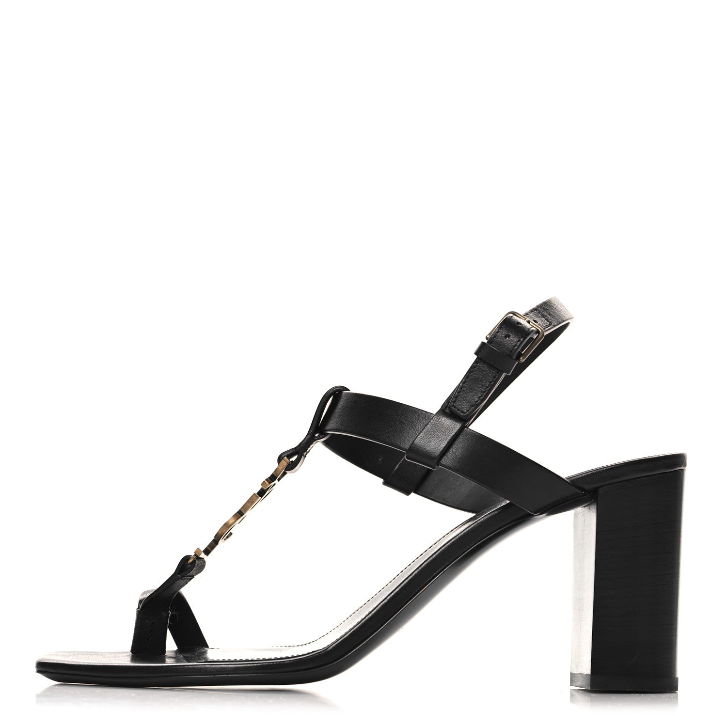 Saint Laurent Calfskin Cassandra 75 Sandals 41 Black 1 of 10