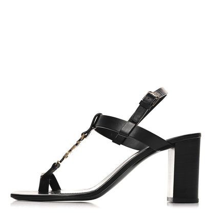Saint Laurent Calfskin Cassandra 75 Sandals 41 Black 1 of 10