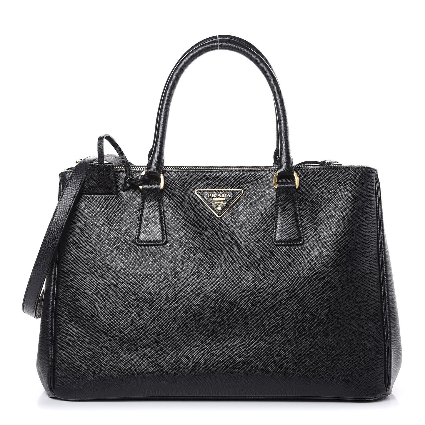Saffiano Medium Galleria Double Zip Tote Black