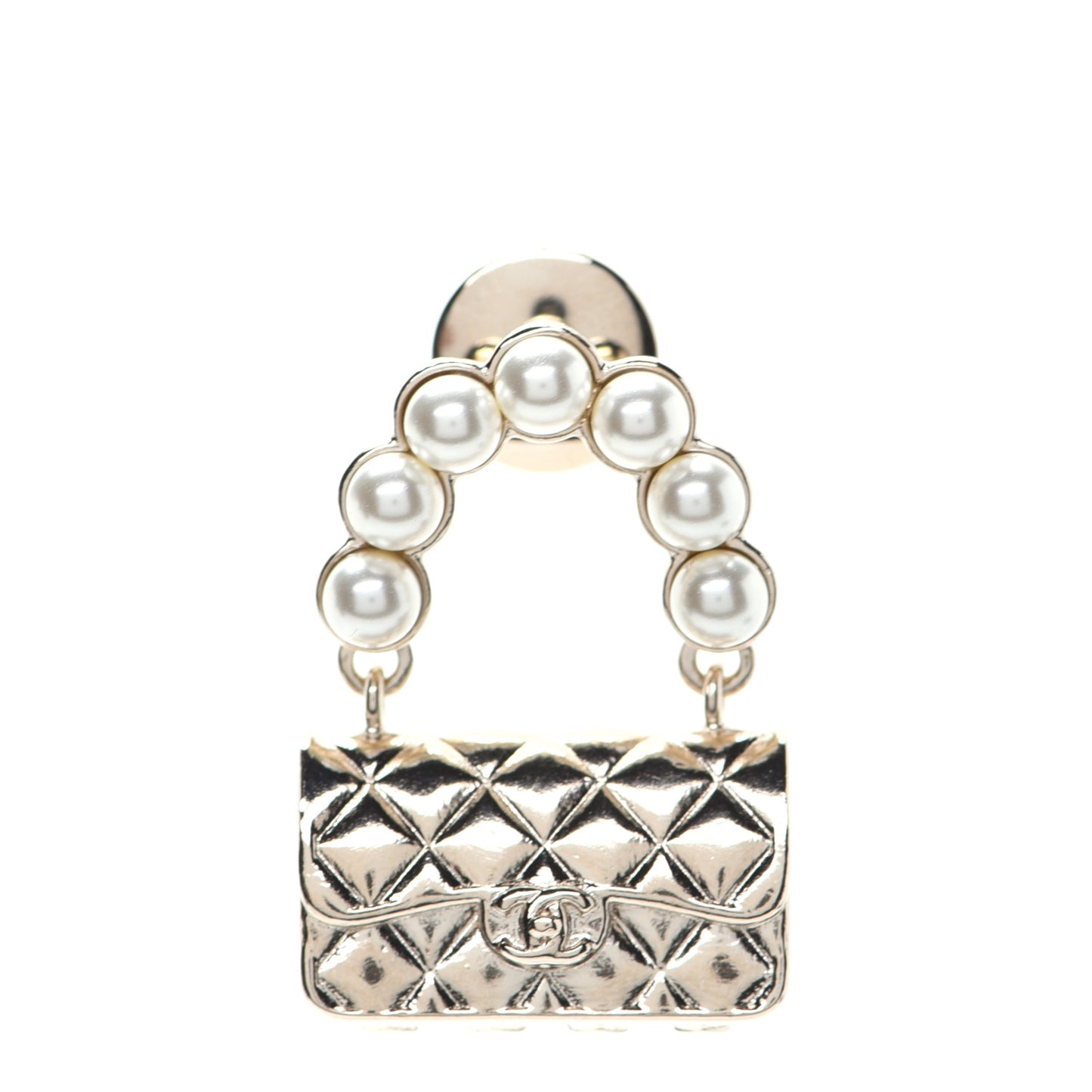 Pearl Quilted Flap Brooch Gold