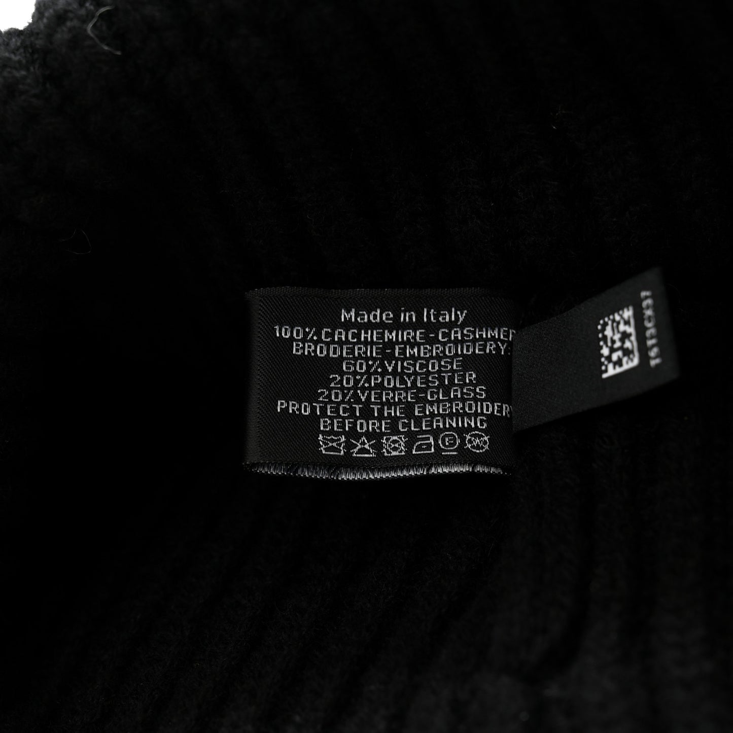 Cashmere Beaded Sequin Logo Beanie Hat Black