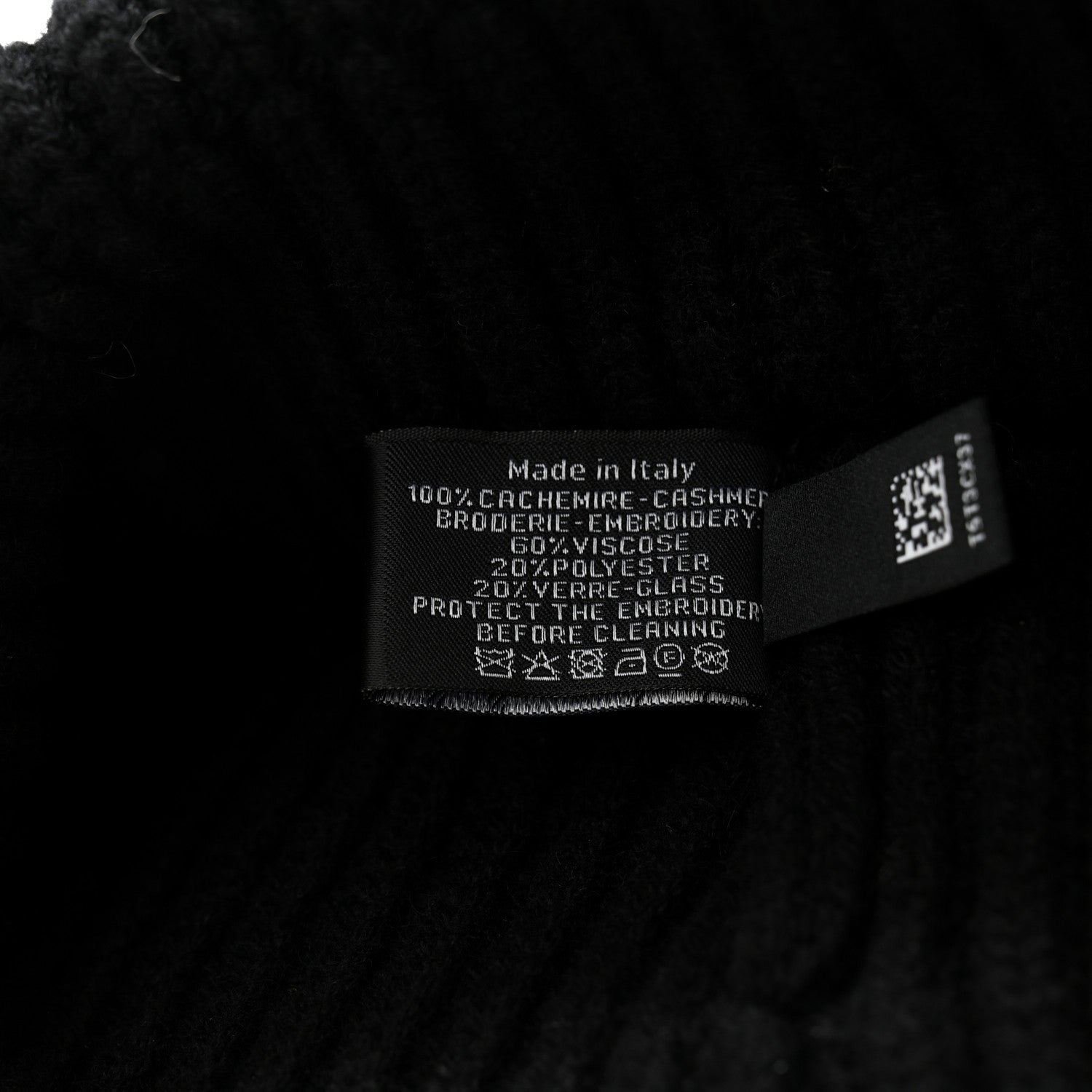 Chanel Cashmere Beaded Sequin Logo Beanie Hat Black 6 of 7