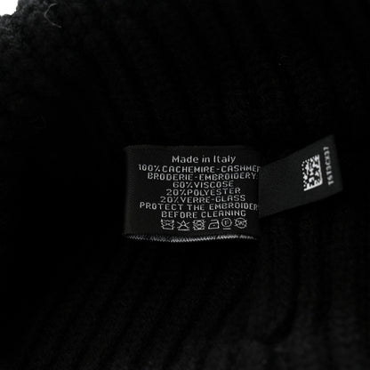 Chanel Cashmere Beaded Sequin Logo Beanie Hat Black 6 of 7