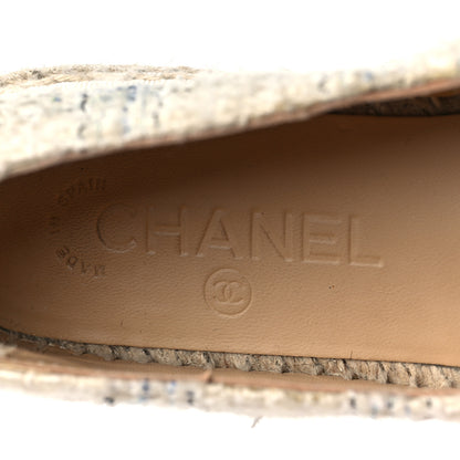 Chanel Tweed CC Espadrilles 36 Ecru White Blue Black 8 of 9