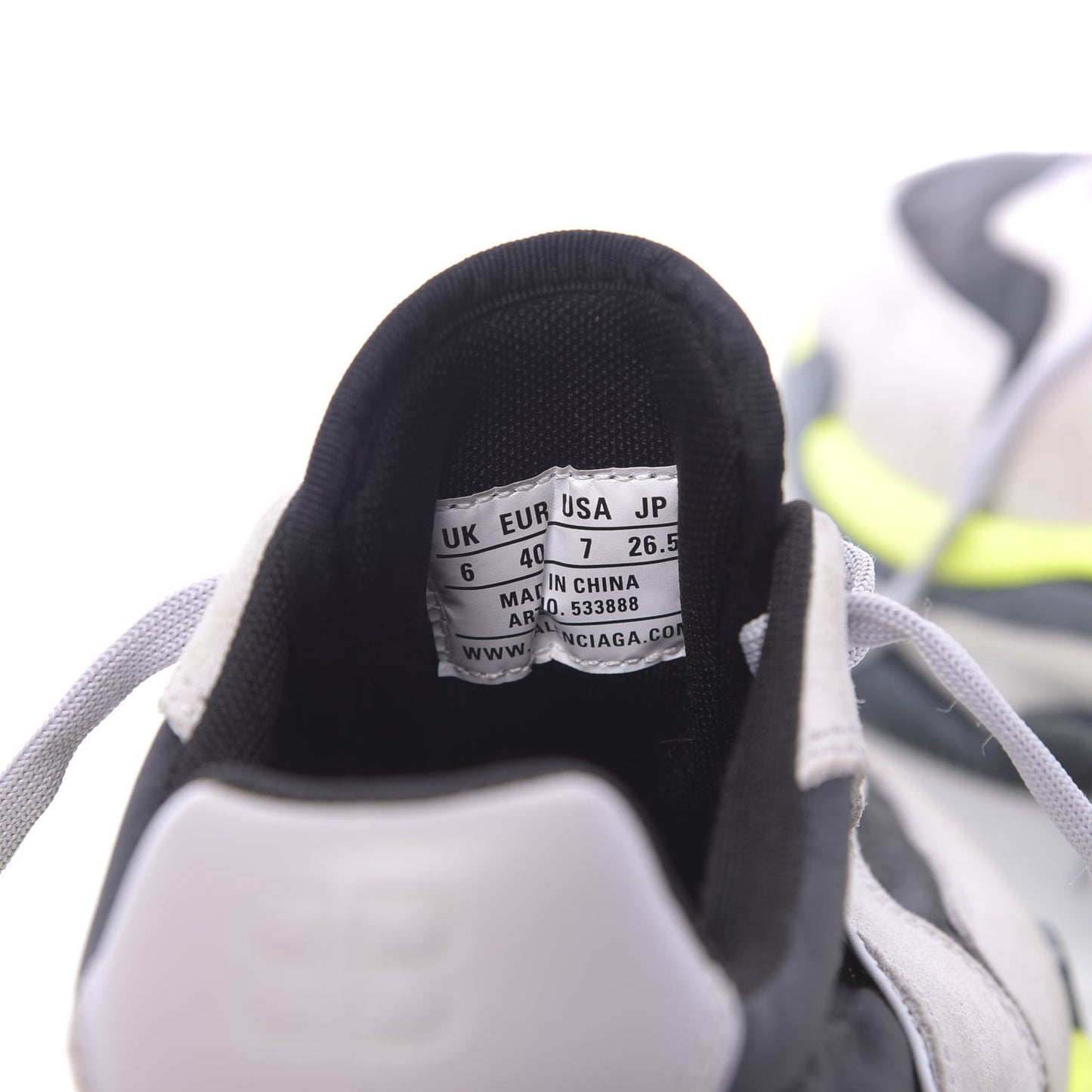 Nylon Suede Mens Triple S 2.0 Sneakers 40 Gris Black Jaune Fluo