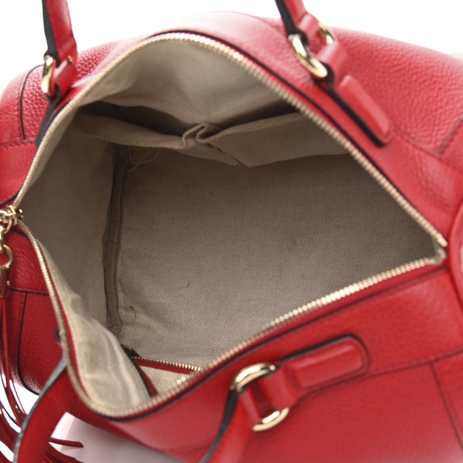 Gucci Pebbled Calfskin Medium Soho Boston Red 5 of 17