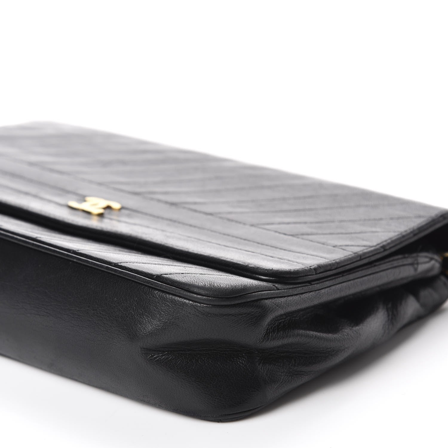 Chanel Lambskin Diagonal Quilted Small Single Flap Black 7 of 11