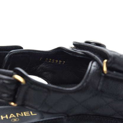 Chanel Grained Calfskin Velcro Dad Sandals 40 Black 8 of 9