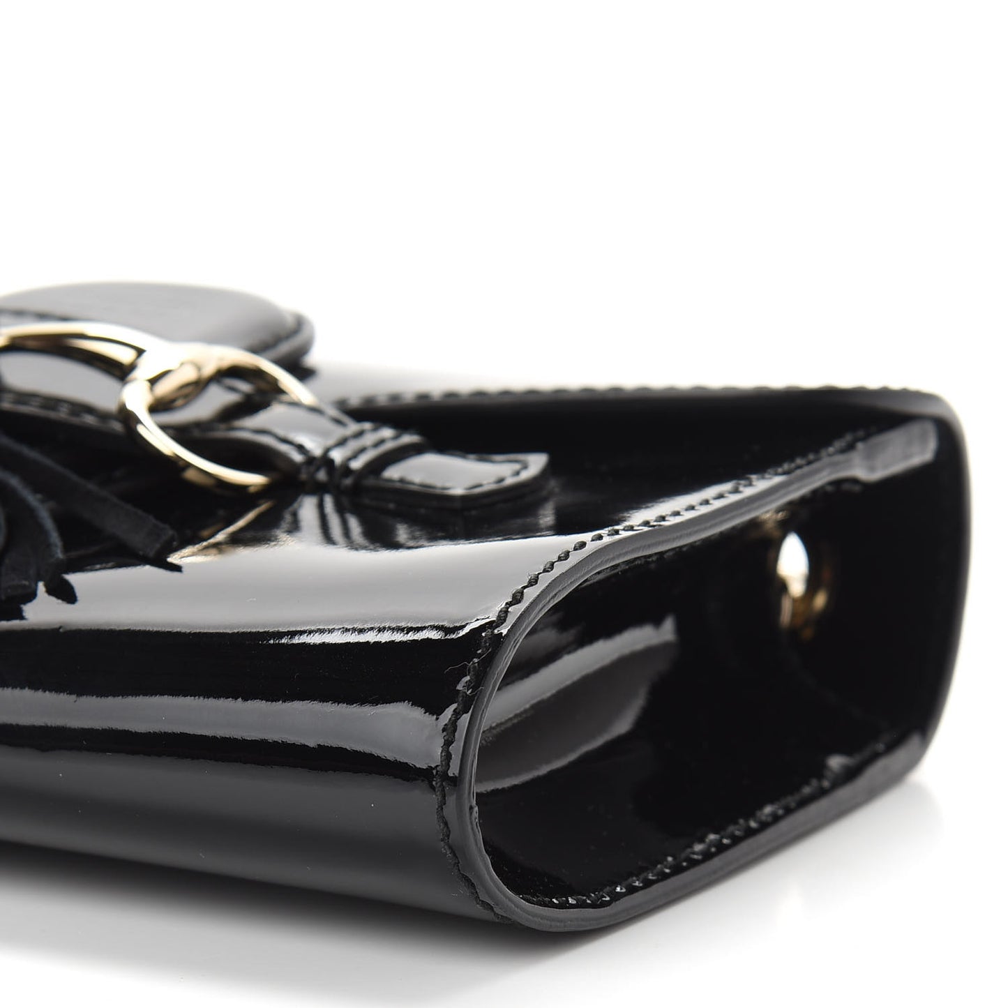 Patent Small Emily Chain Shoulder Bag Black