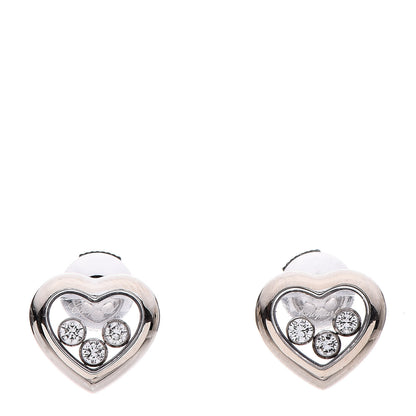Chopard 18K White Gold 3 Happy Diamonds Icons Heart Earrings 1 of 8