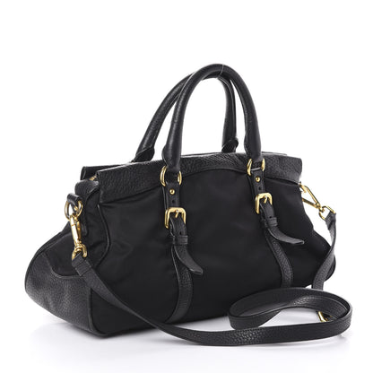 Prada Tessuto Nylon Vitello Daino Shopping Satchel Black 3 of 9