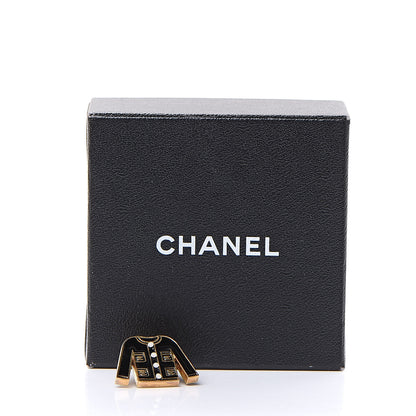 Chanel Enamel Pearl Blazer Jacket Brooch Black Gold 5 of 5