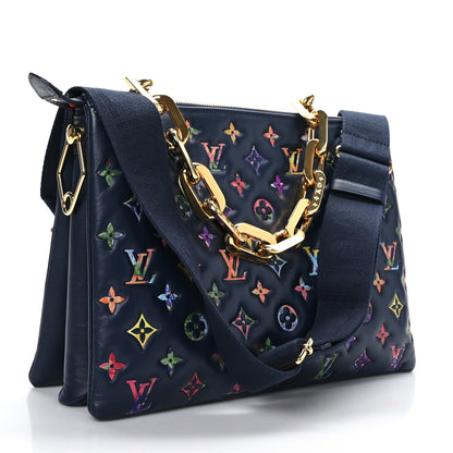 Louis Vuitton Lambskin Embossed Monogram LV Garden Coussin MM Navy Blue 3 of 9