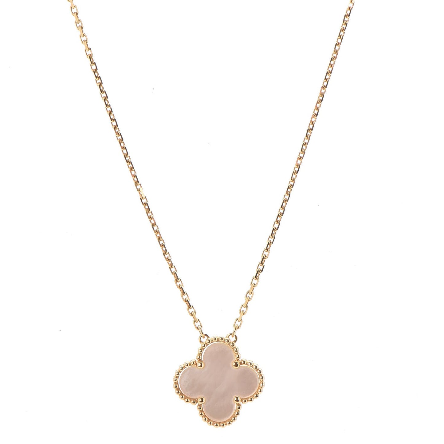 18K Yellow Gold Mother of Pearl Vintage Alhambra Pendant Necklace