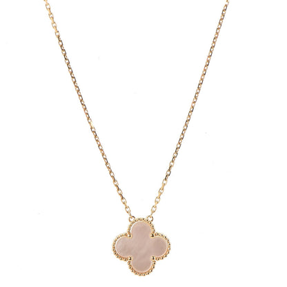 Van Cleef & Arpels 18K Yellow Gold Mother of Pearl Vintage Alhambra Pendant Necklace 1 of 7