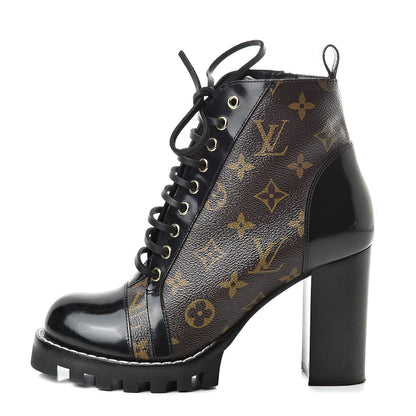 Louis Vuitton Patent Calfskin Monogram Star Trail Ankle Boots 38.5 Black 1 of 7